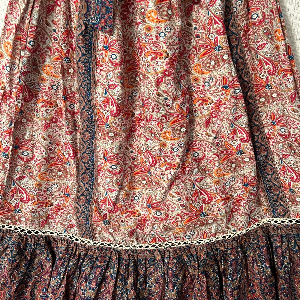 Haute Hippie Dress 6 New Pretty Paisley Flutter Sleeve Lace Trim Boho Hippy Midi - Picture 7 of 11